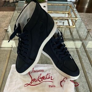 Christian Louboutin Men's Navy and White Sneakers